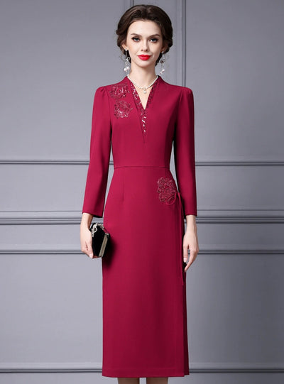 Black Beading Sequins Mother Of The Bride Dress