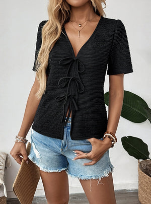 Casual Bow Tie T-shirt Top
