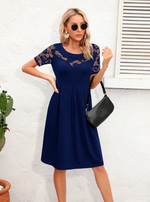 Hollow Lace Casual Short Sleeve Dress