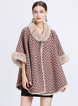Jacquard Shawl Cloak Knitted Cardigan Woolen Coat