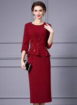 Burgundy Beading Appliques Mother Of The Bride Dress