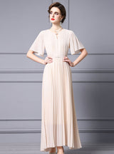 Apricot Chiffon Pleats Beading Mother Of The Bride Dress