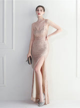 Mermaid Sequins Spaghetti Straps Prom Dress