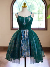 Green Tulle Spaghetti Straps Homecoming Dress
