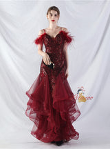 Mermaid Tulle Sequins Spaghetti Straps Prom Dress