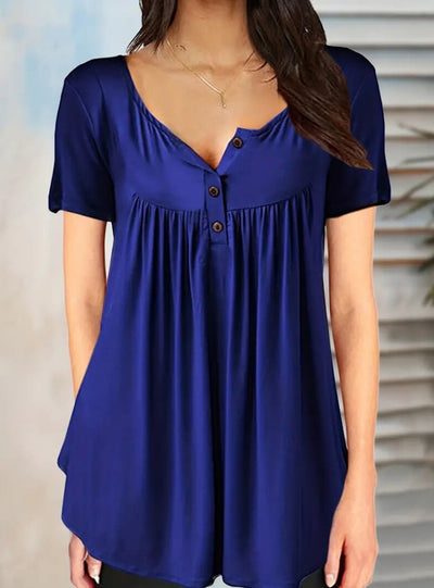 Short-sleeved Loose Pleated T-shirt