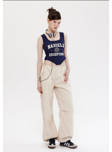 Printed Letter Sleeveless Top Vest