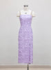 Purple Three-dimensional Sling Split Perspective Backless Dress