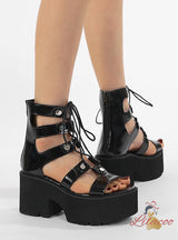 Thick-soled Round-headed Cross-strap Wedge Sandals