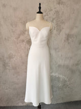 Simple White Spaghetti Straps Wedding Dress