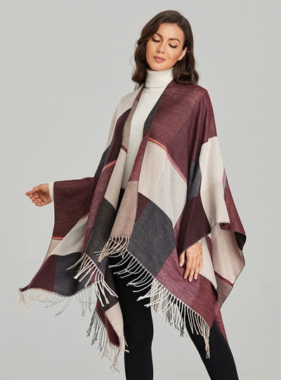 Retro Fashion Jacquard Split Thick Warm Shawl