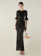 Mermaid Scoop Neck Short Sleeve Prom Dress