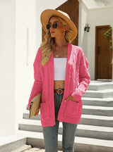 Medium and Long Cardigan Solid Color Twist Sweater Coat