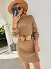 Knitted Long-sleeved Turtle Beck Sweater Dress