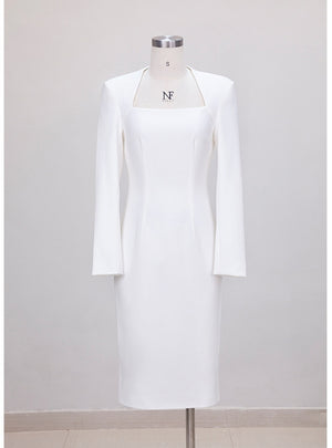 White Long Sleeve Short Prom Dress