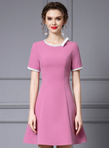 Pink Purple Short Sleeve Mother Of The Bride Dress