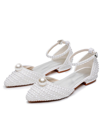 Leisure Pointy Pearl Buckle Bridal Shoes