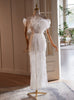 White Sequins Feather Wedding Dress