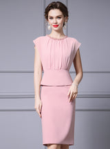 Pink Pleats Pearls Mother Of The Bride Dress