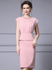 Pink Pleats Pearls Mother Of The Bride Dress