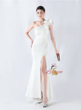 Mermaid One Shoulder Split Beading Prom Dress