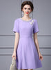 Purple Short Sleeve Mother Of the Brides Dress