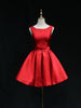 Red Satin Backless Bow Homecoming Dress