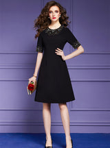 Black Short Sleeve Mother Of The Bride Dress