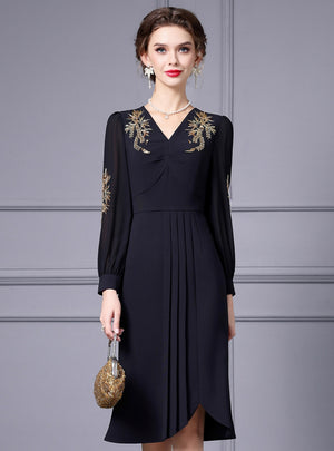 Black V-neck Beading Mother Of The Bride Dress