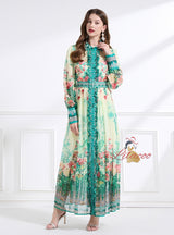 Chiffon Printed Long-sleeved Dress