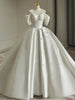 White Satin Crystal Wedding Dress