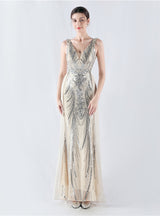 Mermaid V-neck Sequins Beading Prom Dress
