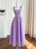 Purple Lace Straps Prom Dress