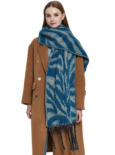 Jacquard Zebra Thick Tassels Scarf