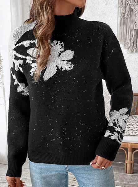 Half-high Neck Jacquard Sweater