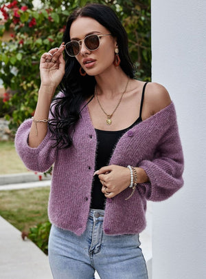 V-neck Short Knit Loose Sweater