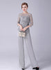 Gray Chiffon Lace Mother Of The Bride Dress