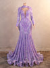 Purple Sequins Long Sleeve Prom Dress