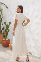 V-neck Silm Waist Short Sleeve Dress