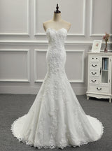 White Mermaid Lace Appliques Wedding Dress