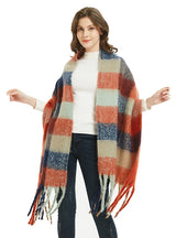 Women Fringed Thick Scarf Shawl