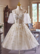 Tulle Sequins Spaghetti Straps Pleats Homecoming Dress