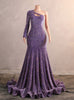 Purple Mermaid Sequins One Shoulder Prom Dress