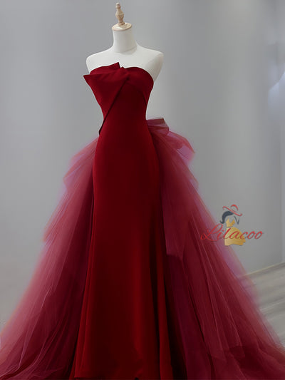 Mermaid Tulle Strapless Prom Dress