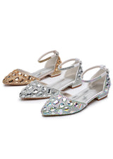 Leisure Pointed Low Heel Rhinestone Bride Shoes
