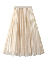High Waist Pleated Gauze Skirt