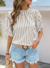 Casual Drawstring Striped Shirt