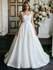 White Satin Straps Sleeveless Wedding Dress