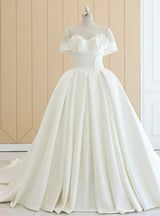 White Satin Off The Shoulder Wedding Dress