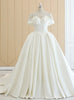 White Satin Off The Shoulder Wedding Dress